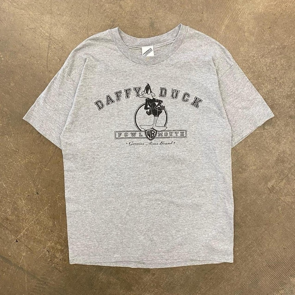Vintage Daffy Duck Warner Bros Looney Tunes 2000s Fowl Mouth Cartoon T-Shirt L